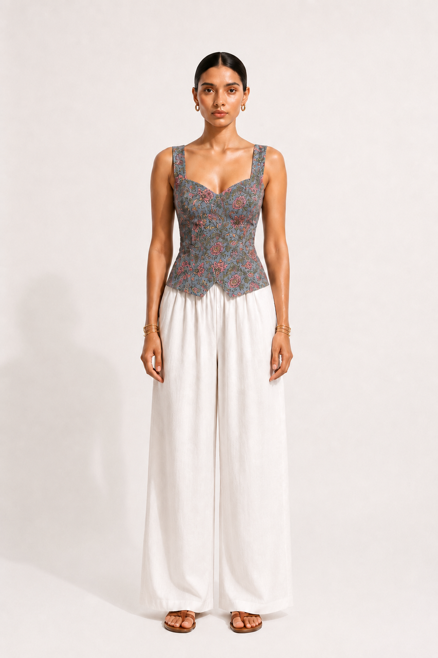 Sweetheart Neck Printed Top
