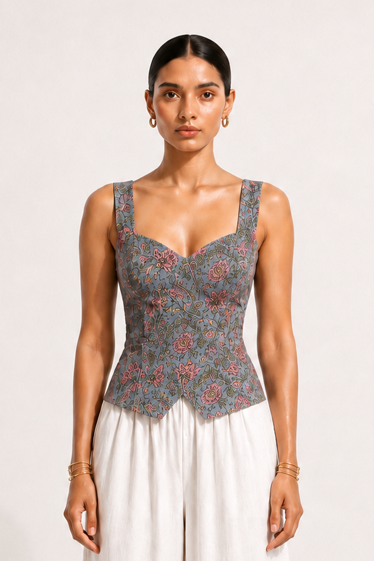 Sweetheart Neck Printed
