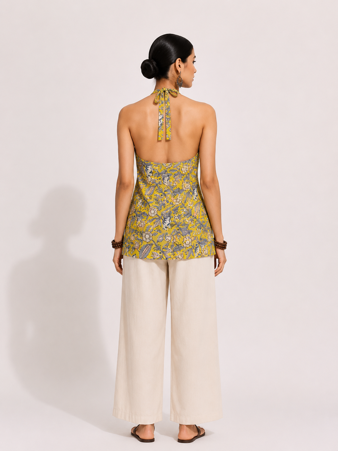 Mustard Floral Halter Top