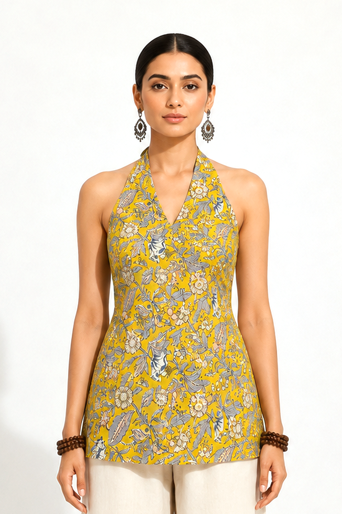 Mustard Floral Halter