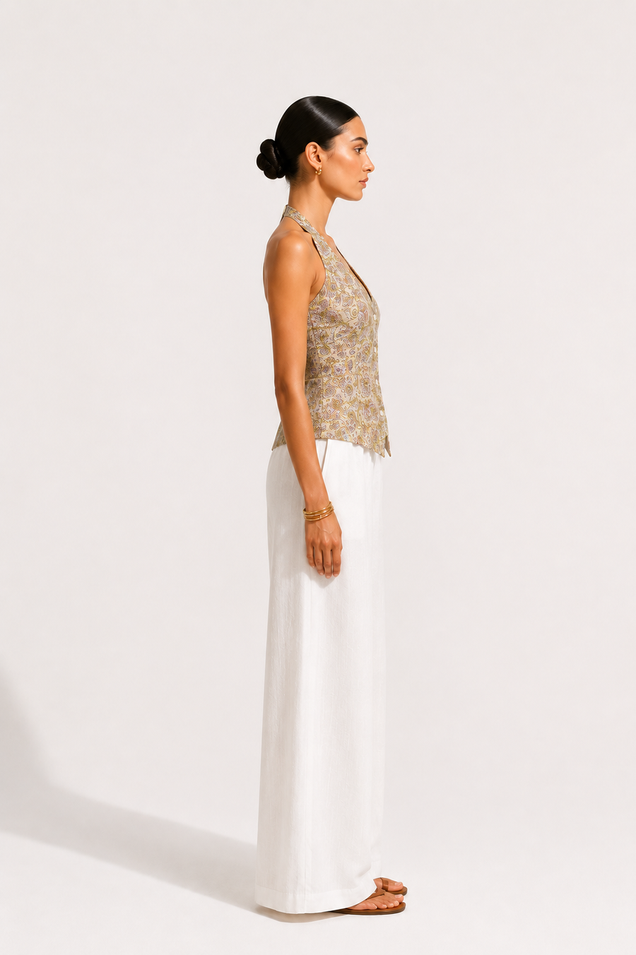 Soft Sage Printed Halter Vest