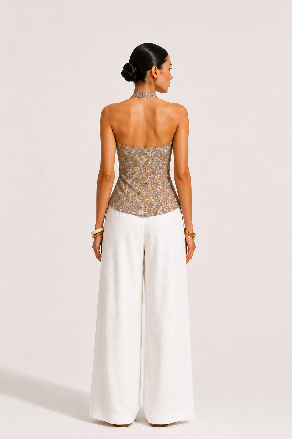 Soft Sage Printed Halter Vest