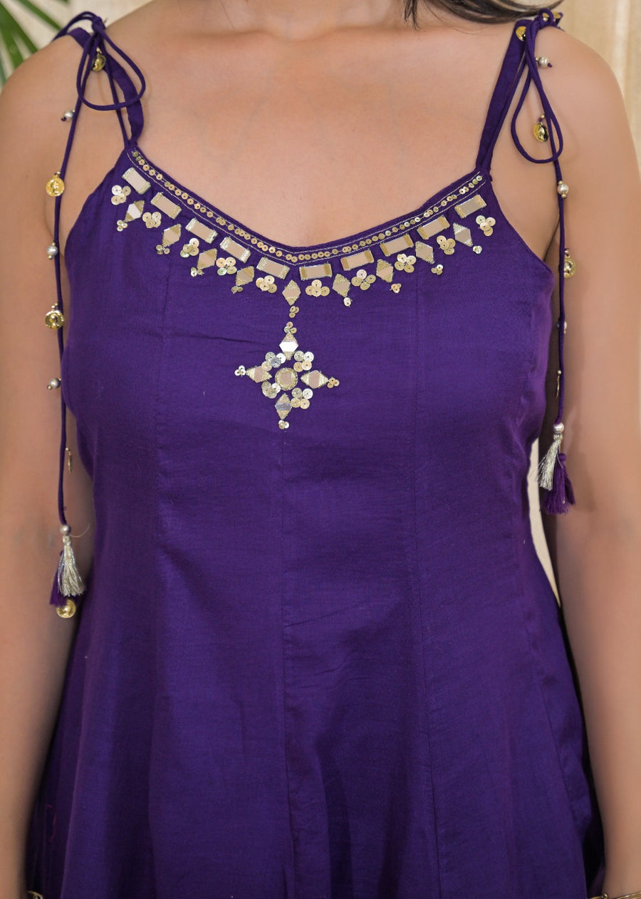 PURPLE COTTON MIRROR DRESS