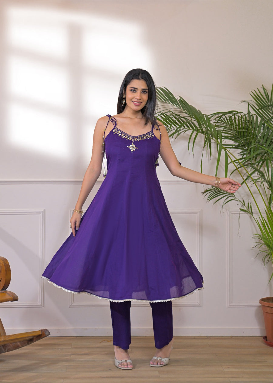 PURPLE COTTON MIRROR DRESS