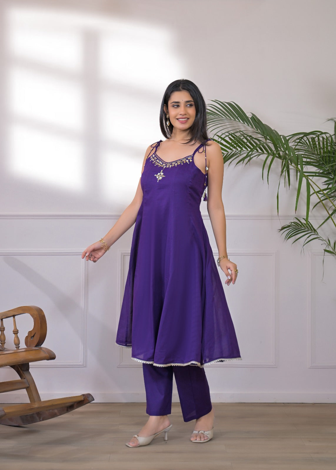 PURPLE COTTON MIRROR DRESS