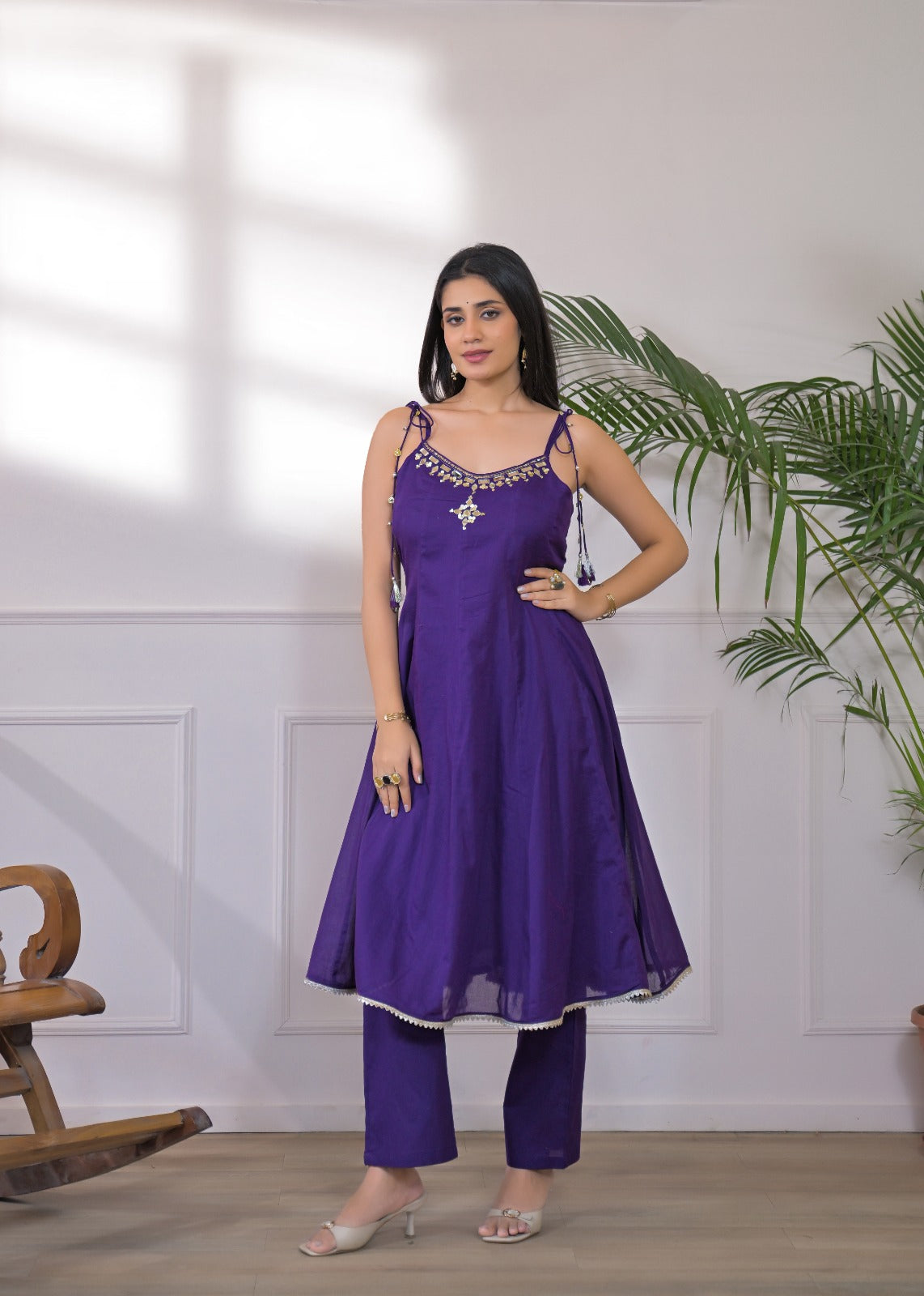 PURPLE COTTON MIRROR DRESS