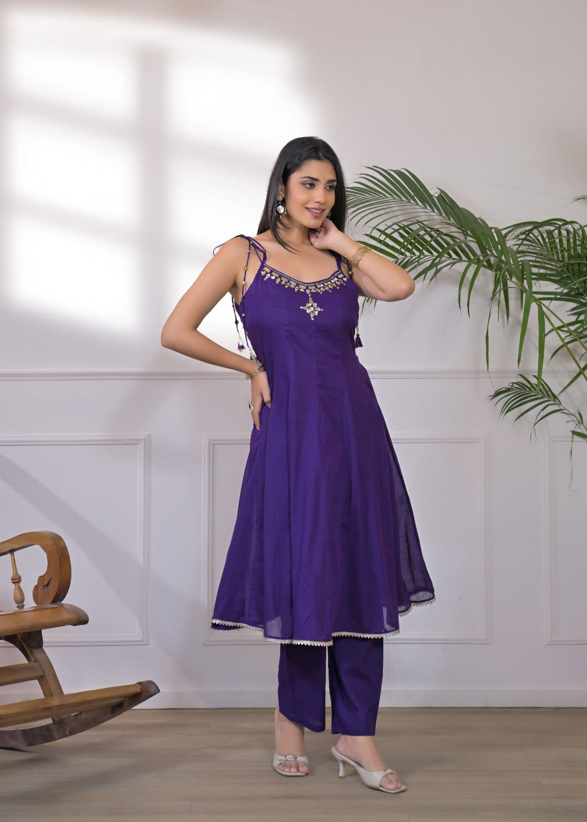 PURPLE COTTON MIRROR DRESS